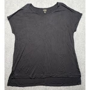 Worthington T-Shirt Womens XL Black Round Neck Cap Sleeve Rayon Pullover New
